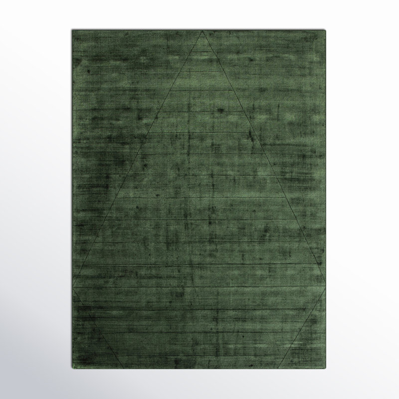 Sadzi Hand Knotted Area Rug in Green, Rectangle 8' x 10'