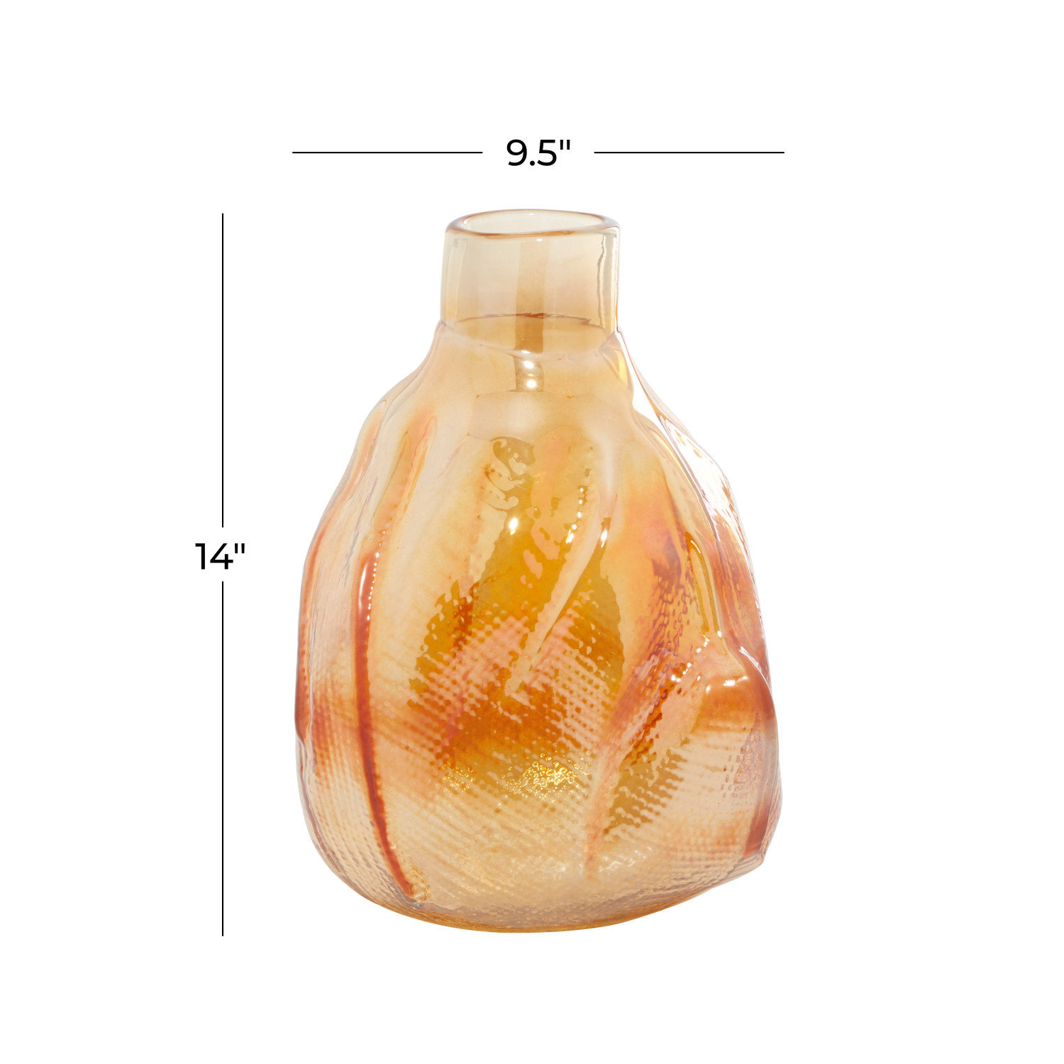 Isela Glass Table Vase, 13.85" H x 9.15" W x 9.50" D, Gold