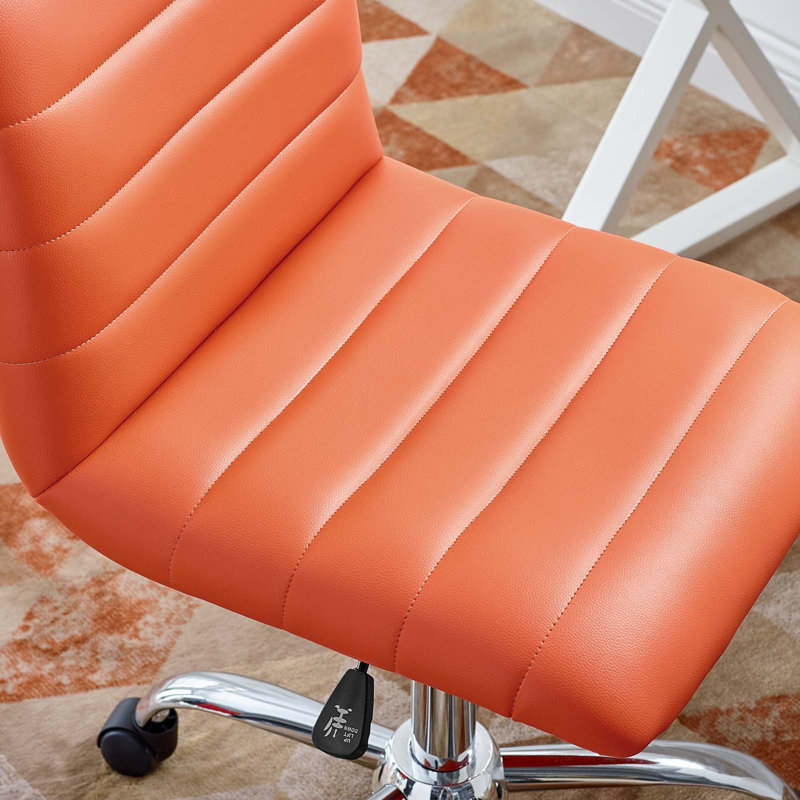 Modway Ripple Armless Mid Back Vinyl Office Chair, Orange