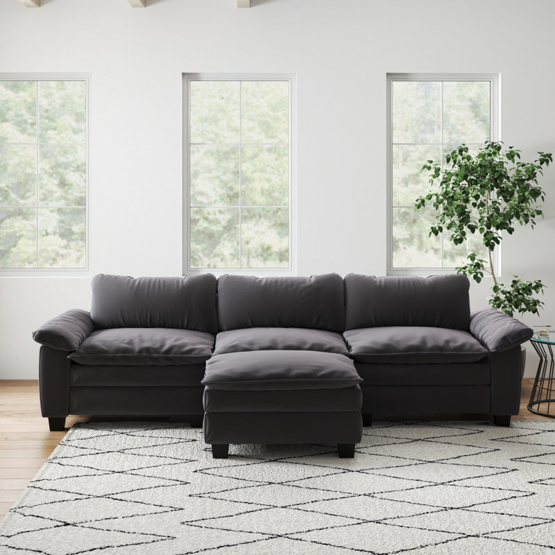 Canapé modulaire de luxe avec repose-pieds, Gris