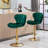 Set Of 2  Bar Stools,With Chrome Footrest And Base Swivel Height Adjustable Mechanical Lifting Velvet + Golden Leg Simple Bar Stool-Grey-115936987