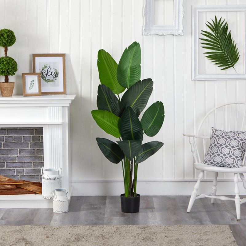 Faux Banana Leaf Tree in Pot Liner, 58" H x 23" W x 18" D