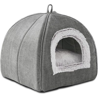 Cat Bed Cave-Cat Beds For Indoor Cats,Kittens And Small Pets,Soft And Warm Cats House Tent Bed,Foldable And Washable With Removable Cushioned And Anti Slip Bottom,Grey 15Inches