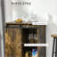 Buffet industriel brun avec porte de grange coulissante, porte-bouteilles de 6 bouteilles | Bois aggloméré + acier
