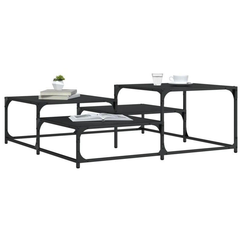 Wulfe Frame Single Coffee Table with Storage, Black, 15.7" H x 42.1" L x 42.1" W