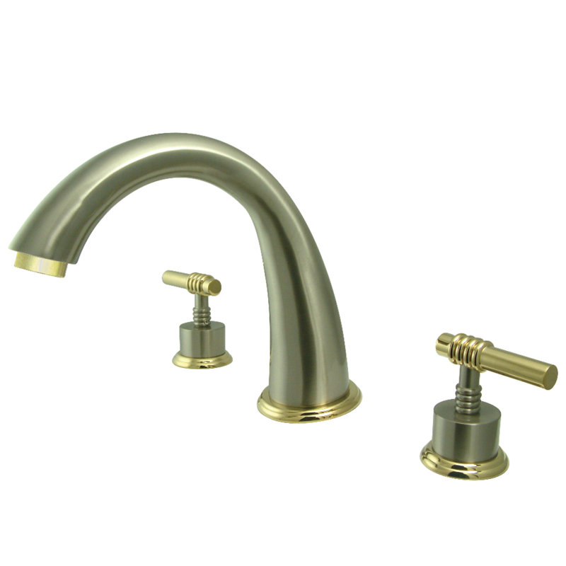 Kingston Brass Milano Two-Handle 3-Hole Deck Mount Roman Tub Faucet, Polished Brass