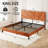 King Size Metal Platform Bed Frame, Vintage Brown, Upholstered With Headboard, Under - Storage, No Spring Loaded Mattress, Structure For Bedroom Box Required, And Quick To Assemble-1039352911