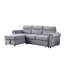 Canapé modulaire en velours gris 96,5 po avec surmatelas réversible, méridienne et garniture cloutée