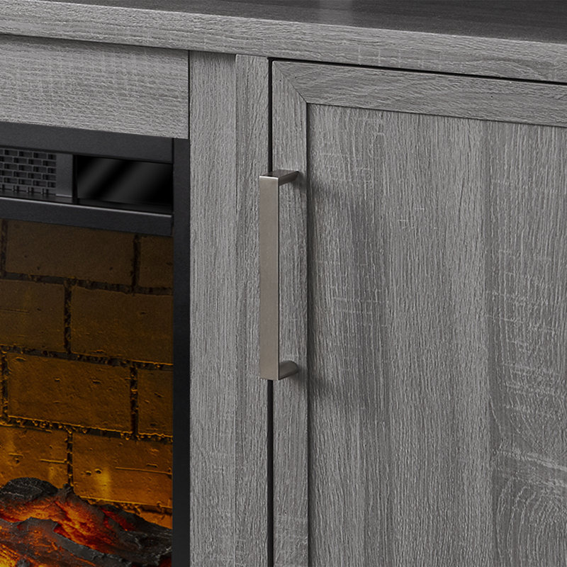 Brooklyn 60" Gray Oak TV Stand with Electric Fireplace