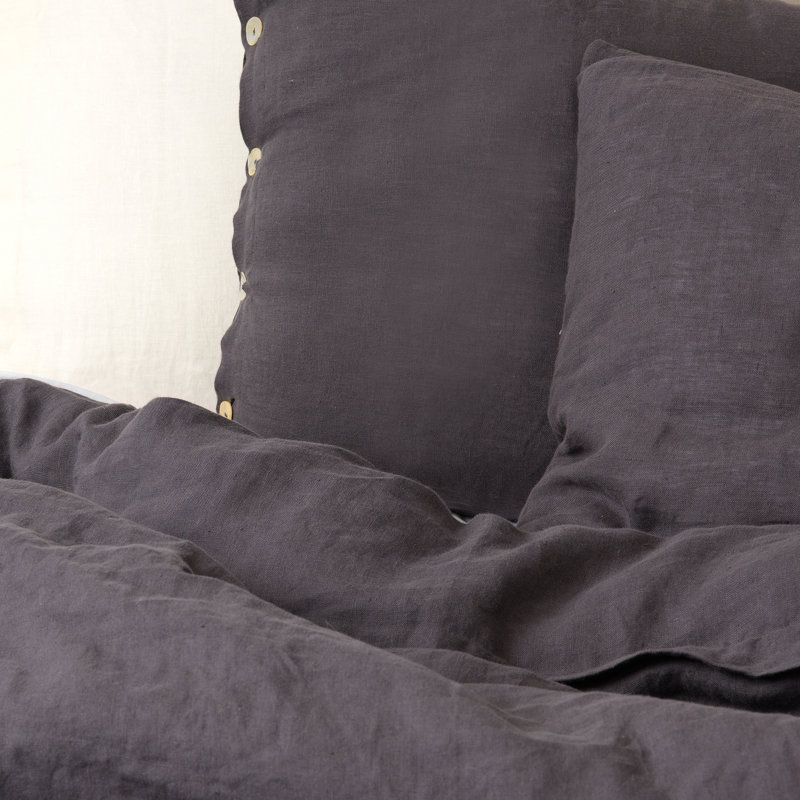 Modern & Contemporary Cotton Duvet Cover, King Duvet Cover + 2 King Shams, Dark Grey