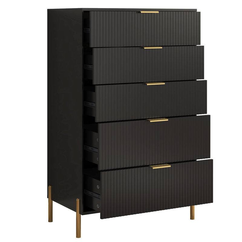 Kenery 30.6'' W 5 - Drawer Dresser, Black