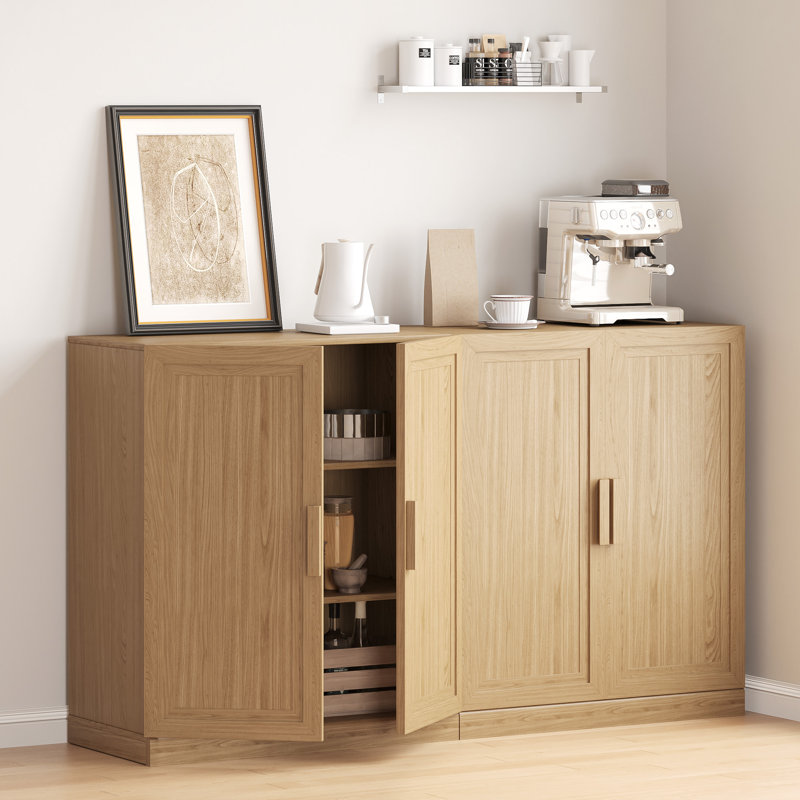 Wood Sideboard Storage Buffet 2 Doors Buffet Cabinet, Natural Color
