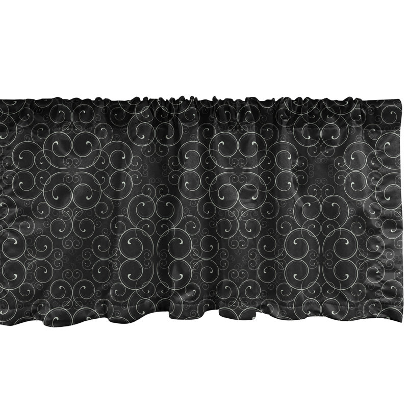 Ensemble de 2 cantonnières à motif abstrait Ambesonne gris anthracite et blanc
