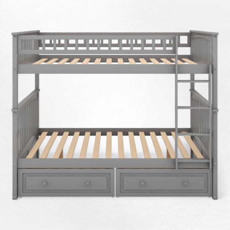 Sydnie 2 Drawer Standard Bunk Bed, Gray, Full Over Full