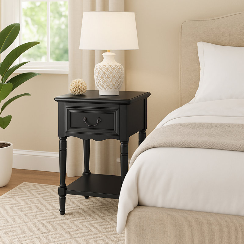 Liscomb 16'' W Nightstand, Black