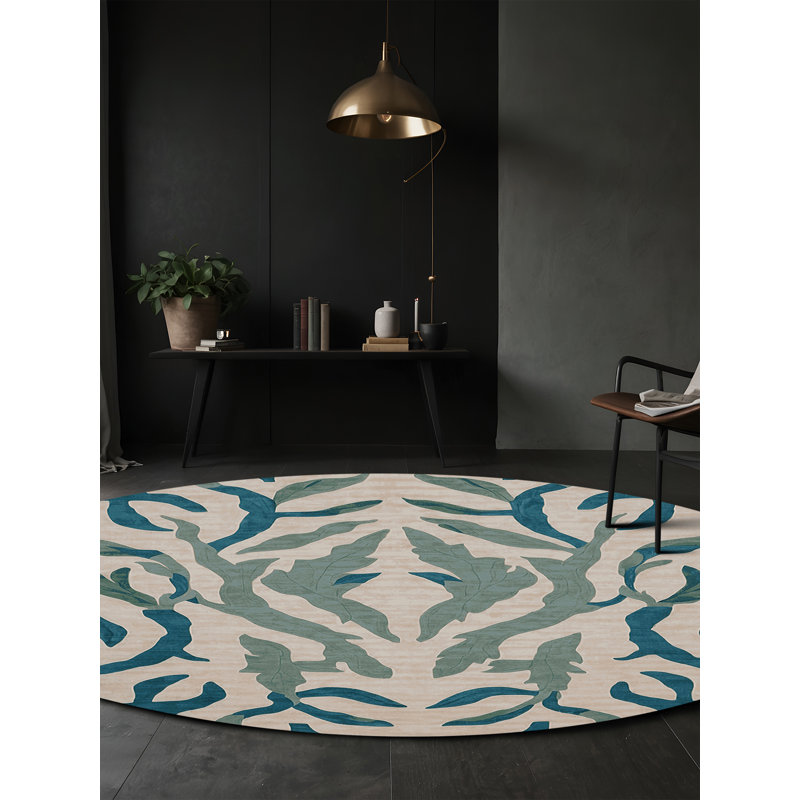 Tapis gris lavable à la machine, Rond 5 pi
