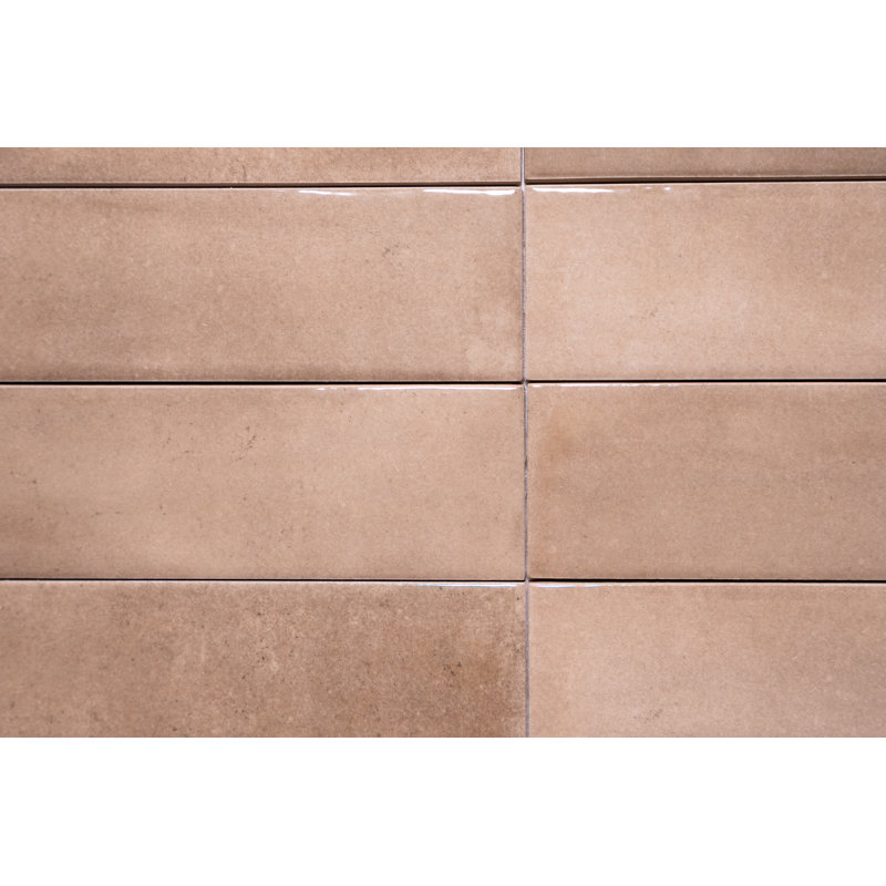 Carreau de métro brillant Imagine Brillo 2,4 po x 10 po (32 carreaux) - Porcelaine, plancher et piscine, Taupe