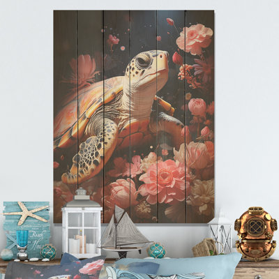 Romantisme, tortue de solitude, art mural sur bois de pin naturel