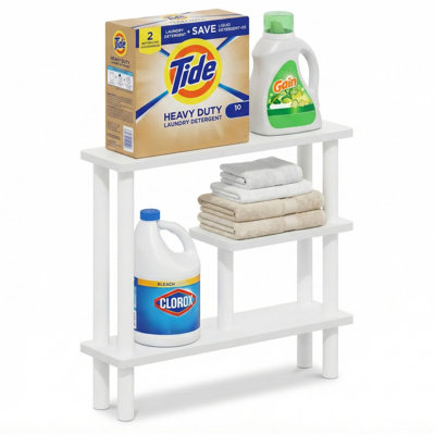 Turn N Tube Slim Space Saving Storage Rack White and White Compact Bathroom Storage Shelf