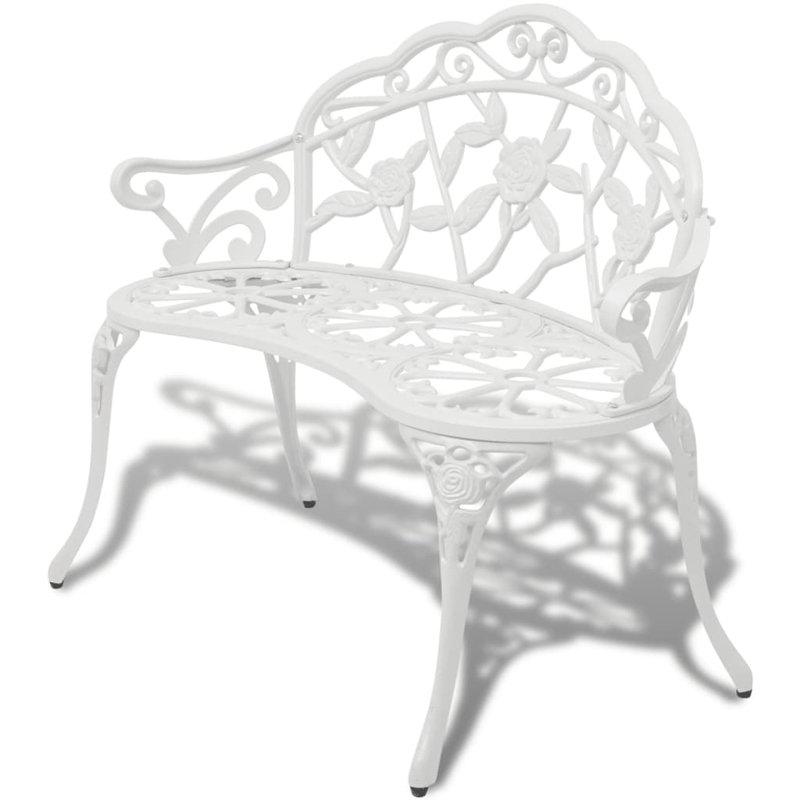 Aluminium and iron garden bench, White