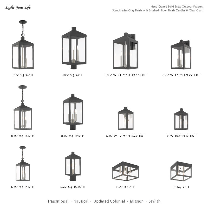 Lanterne murale d'extérieur 3 lumières Bartek, H 21,75 po x l 10,5 po x P 12,5 po, Gris scandinave