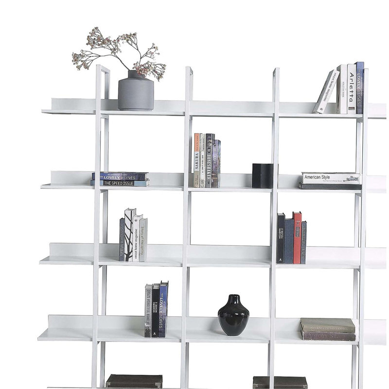 Bibliothèque à 5 niveaux avec bibliothèque ouverte, style industriel rétro, Blanc