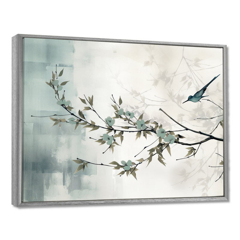 Asian Art Sumi Serenity - Art asiatique, reproduction d'art sur toile, 30" H x 40" W, Encadrement argenté