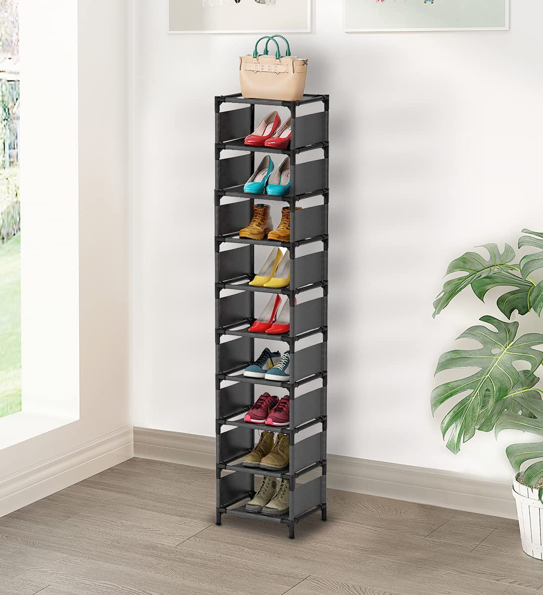 5 Tiers Foldable Shoe Rack Home Use Small Narrow Entryway Shoe Storage  Shelf