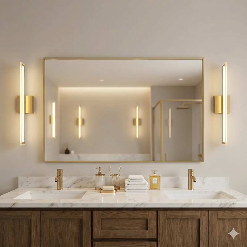 Tenerife Modern Led Brass Bathroom Vanity Light, Wall Sconce 4000K, Brass