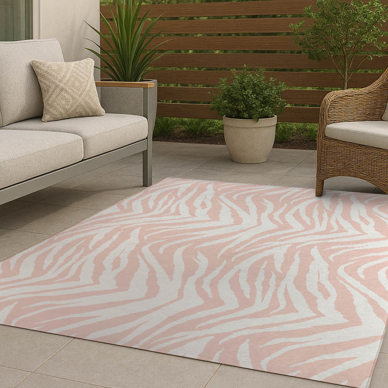 Zebra Patch Non-Slip Outdoor Rug, Rectangle 4' x 6'