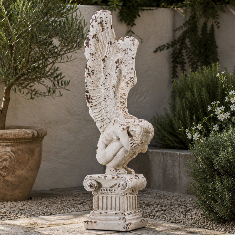 Statue de jardin rétro ange vieilli