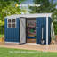 Remise de rangement extérieure en métal galvanisé 8 x 10 pi avec fenêtre transparente, portes verrouillables et toit de pointe pour outils de jardin