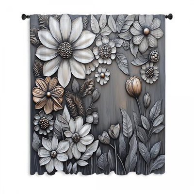 Rideaux à motif de fleurs métalliques, voilages à motif floral et voilages - 1 panneau