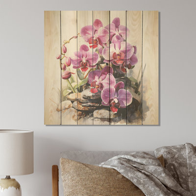 «Purple Orchid Beauty I» - impression d'orchidée sur bois