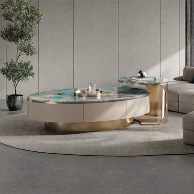 Light luxury oval marble coffee table