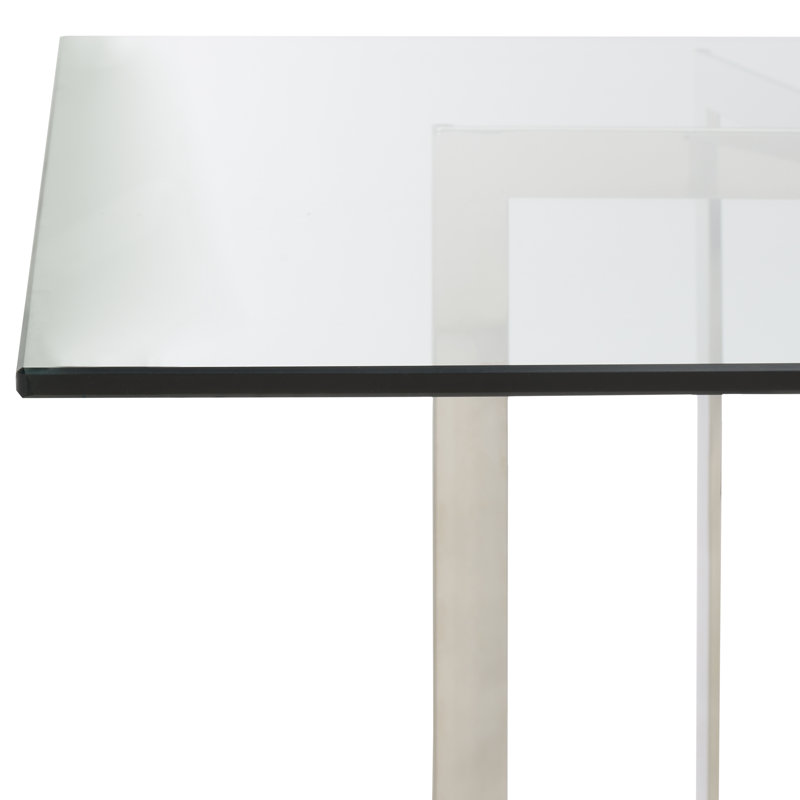 Polished Glass Top Dining Table with Chrome Base