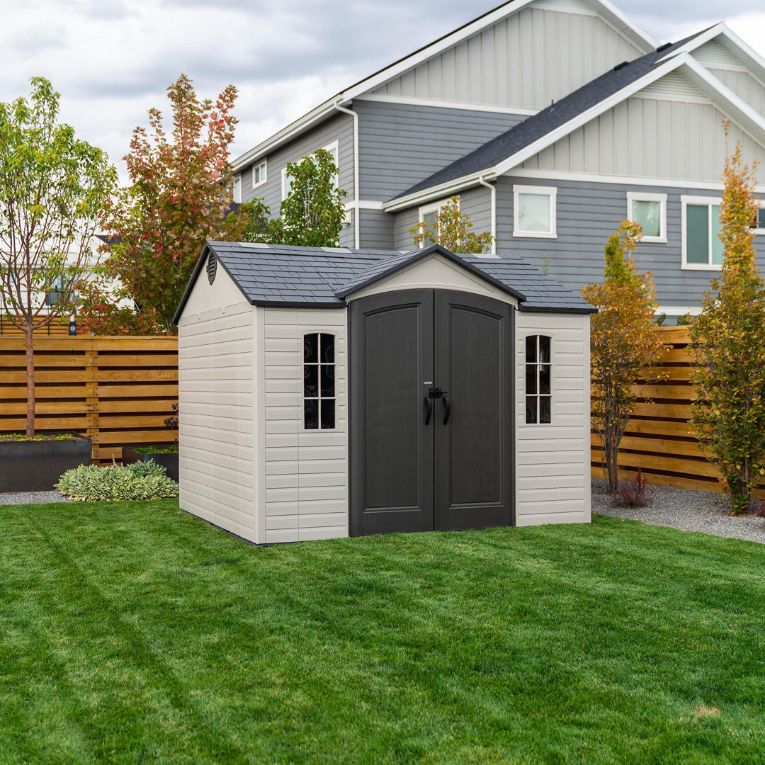 10 Ft. x 8 Ft. High-Density Polyethylene Outdoor Storage Shed with Steel-Reinforced Construction Lifetime