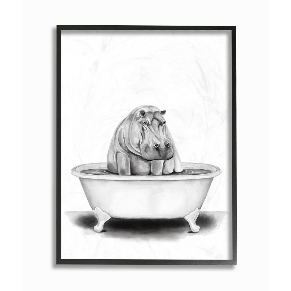 " Hippo In A Tub Funny Animal Bathroom " by Rachel Neiman Stupell Industries 