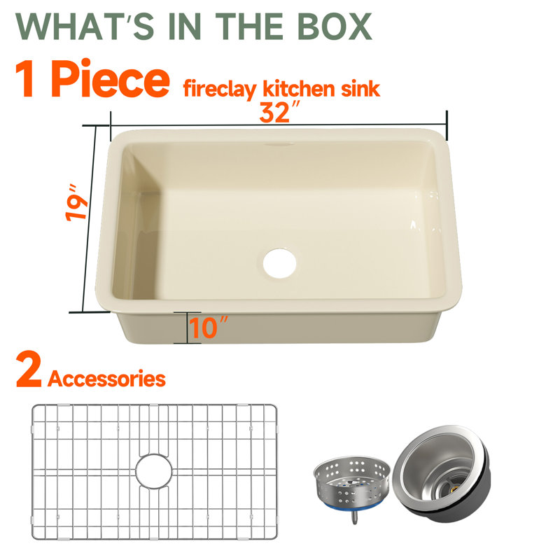 Évier de cuisine encastré encastré en osier simple L 32 po x l 19 po avec grille inférieure et crépine Bllo