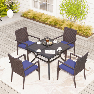 Swendy 4 - Person Patio Dining Set with Square Table , Cushions Included