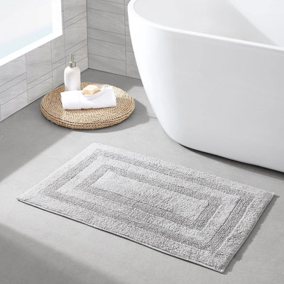 UltraSoft Reversible Cotton Bath Rugs - 2 Piece Set, Highly Absorbent, Modern Bathroom Decor, Solid Grey Micellar Design