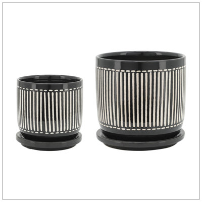 S / 2 DÉCORSEUR VERTICAL À LIGNES S 5/6 "AVEC SAUCER, NOIR