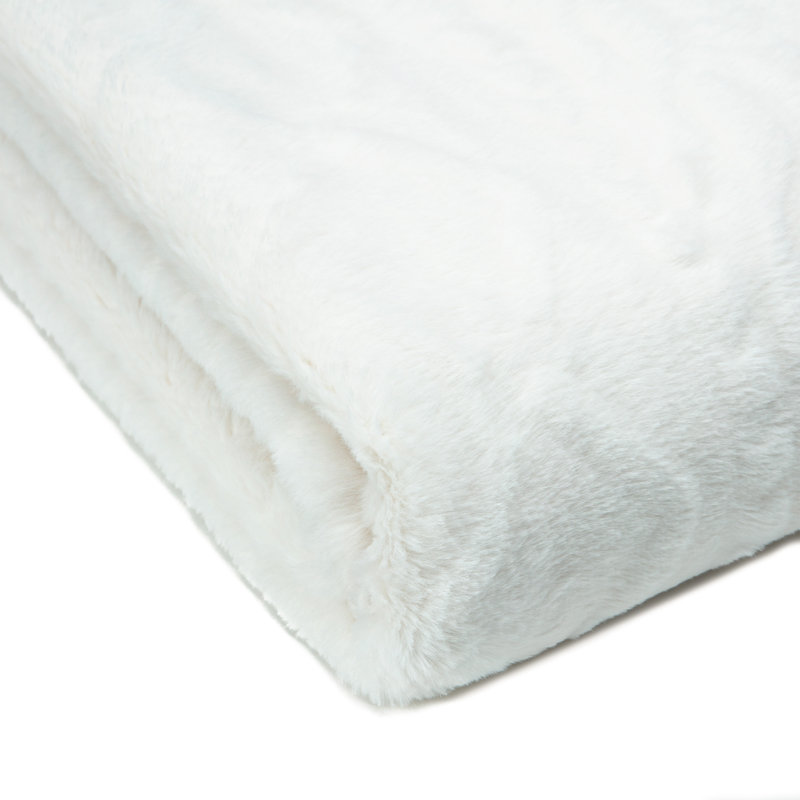 Chanasya Trestle Embossed Faux Fur Throw Blanket, White