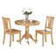 Ensemble de table de salle à manger 3 pièces pour petits espaces comprenant une table de cuisine ronde avec piédestal et 2 chaises de salle à manger, 36 po x 36 po, lin blanc-285938731-285938725-285938735