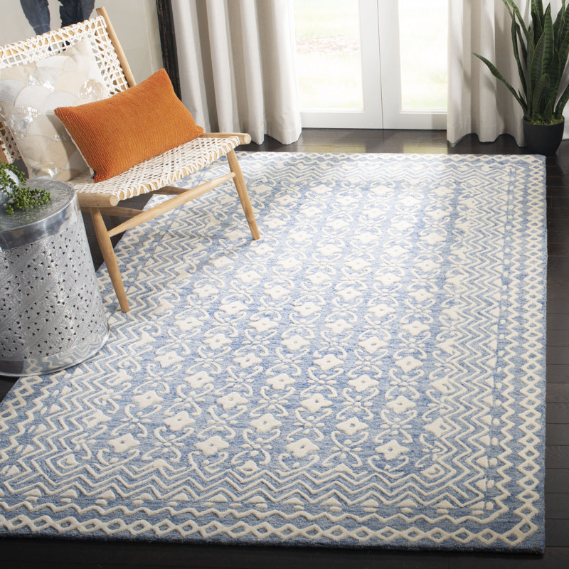 Tapis en laine touffeté à la main Simmerman, Rectangle de 5 pi x 8 pi