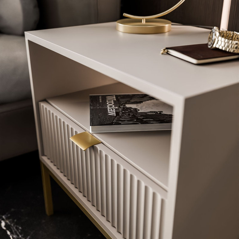 Bedside Table CORTADO S54, Cashmire/Gold
