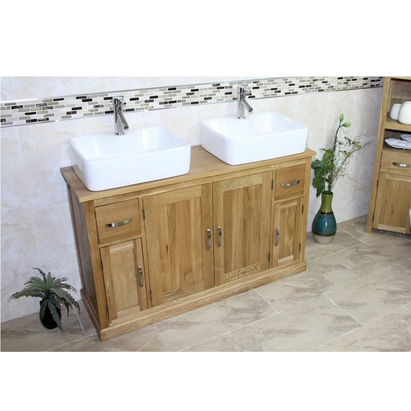 Eldridge 1230mm Double Bathroom Vanity with Vessel Ceramic Basin