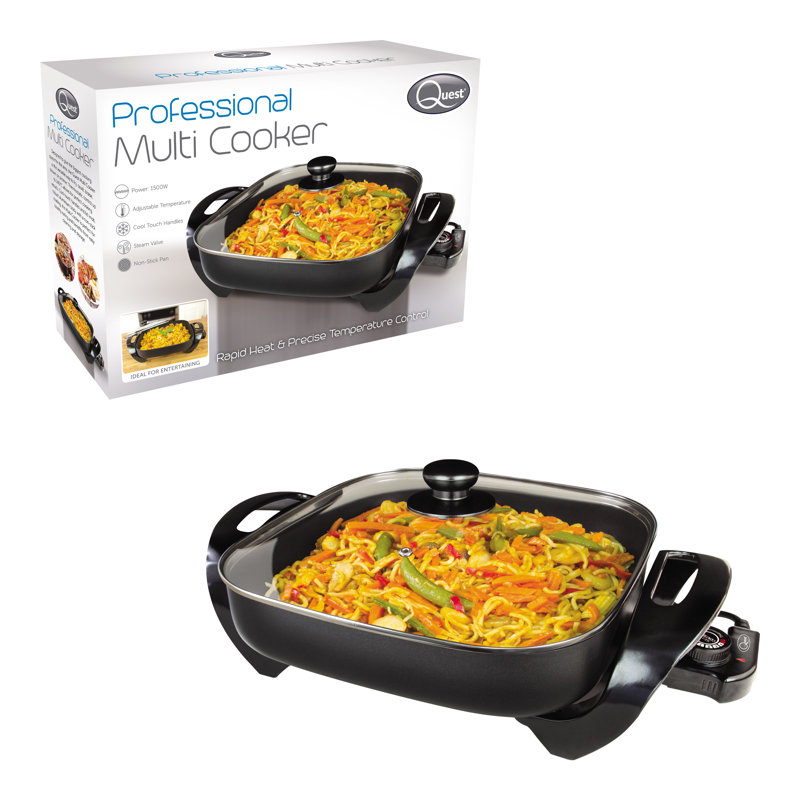 Quest 30cm Ceramic Non Stick Electric Skillet with Glass Lid