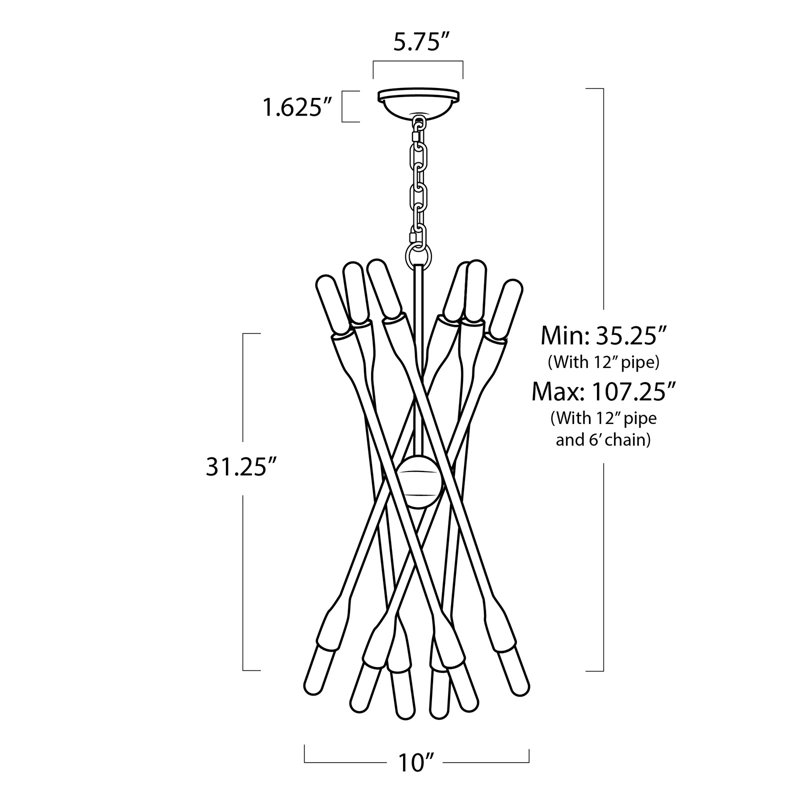 Cobra 12 - Light Chandelier, Polished Nickel, 24.75" H x 30.5" W x 30.5" D
