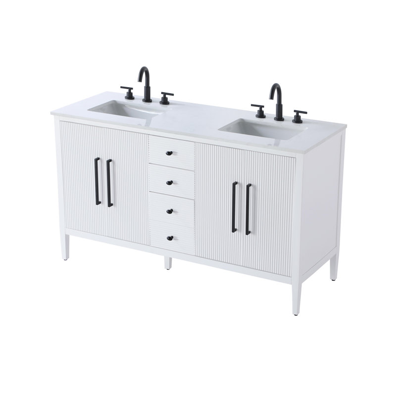 Meuble-lavabo double 60 po, Blanc